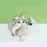 Cat Toys Cat Interactive Toys Kitten Fishing Headdres Hat Feathers Bait Fishing Head Covers Tease Pet Supplies Cat Accessories