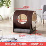 Net red space capsule transparent cat delivery room four seasons universal closed winter cat house solid wood capsule cat litter
