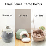 Winter Warm Cat Bed Plush Soft Portable Foldable Cute Cat House Cave Sleeping Bag Cushion Thickened Pet Bed Kittens Products
