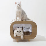 MewooFun Cat House Bed Cat Condo TV for Indoor Sturdy Luxury Large Wooden Fashion Cat Shelter Furniture with Scratching Pad