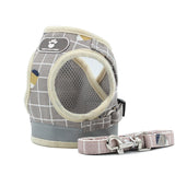 Small Medium Dog Harness Reflective Breathable Chest Strap Plaid Teddy Bichon Pet Clothes Supplies Dog Chain Leash Printed Vest
