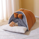 Luxurious Semi-Enclosed Cat Kennel Bed Teepee Tent Kennel Mattress Cute Decorative PP Cotton Filling Warm Breathable All Seasons