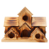 Hanging Wooden Hummingbird House For Outside, 6 Hole Handmade Natural Birdhouse Large Outdoor Shelter Decorate Backyard/courtyar