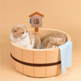 New Cat Bed Japanese Style Comfy Bathtub Pool for Dogs Detachable Puppy Basket Basin Safe Kitten Nest Pad Plush Sleeping Shiba