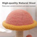 Mushroom Cat Scratcher Pet Track Toy 3 in 1 Cat Scratching Post Natural Sisal and Wood Base Grinding Claw Funny Interactive Toy