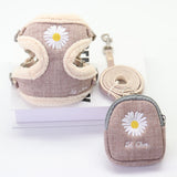 Dog Harness and Leash Set Snack Bag Soft Keep Warm Embroidery Cat Harnesses Leash for Small Medium Dogs Vest Outdoor Walking
