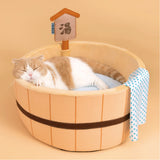 New Cat Bed Japanese Style Comfy Bathtub Pool for Dogs Detachable Puppy Basket Basin Safe Kitten Nest Pad Plush Sleeping Shiba