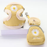 Dog Harness and Leash Set Snack Bag Soft Keep Warm Embroidery Cat Harnesses Leash for Small Medium Dogs Vest Outdoor Walking