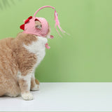Cat Toys Cat Interactive Toys Kitten Fishing Headdres Hat Feathers Bait Fishing Head Covers Tease Pet Supplies Cat Accessories