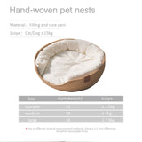 Pet Bed Cat Mat Kennel Dog Beds Sofa Bamboo Weaving Four Season Cozy Nest Baskets Waterproof Removable Cushion Sleeping Bag
