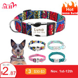 Nylon Dog Collar Personalized Pet Collar Engraved ID Tag Nameplate Reflective for Small Medium Large Dogs Pitbull Pug