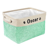 Personalized Pet Dog Toy Storage Basket Dog Canvas Bag Foldable Pet Toys Linen Storage Box Bins Dog Accessories Pet Supplies