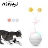 Automatic Cat Toy Ball Rolling Colorful Led Ear Cat Toys Interactive Electric Cat Stick Toy Pet Gatos Productos Para Mascotas