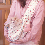Pet Cat Backpack Pure Cotton Rose Pattern Carrier