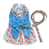 Floral  Cat Dress Shirt Skirt  with Matching  Leash